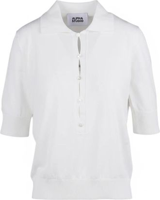 Alpha Studio Polo Shirts, female, White, Size: 2XL Polo Shirts