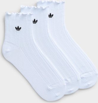 adidas Womens Ribbed ruffled ankle socks 3-pack