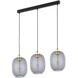 Luminosa Light Designs TK Delta L&aacute;mpara colgante de techo tipo barra, color negro y cristal grafito, 3 bombillas E27