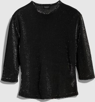 Gucci Jersey Top With Iridescent Effect, Black, Ready-to-wear
