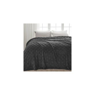 OEM Manta Extra Suave Tama&ntilde;o Queen De Franela A Cuadros 3d Gris Oscuro: Ligera Y Apta Para Todas Las Estaciones (90 X 90 Pulgadas)