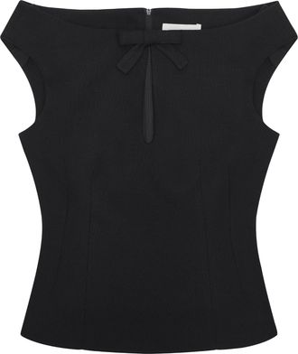 Shushu/Tong Blue Teardrop Cut-Out Off-Shoulder Crop Top