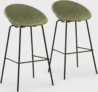 Les Tendances Set De 2 Taburetes De Bar Para Interior Y Exterior En Polipropileno Ibiza - Verde Oscuro