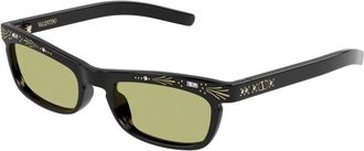 Valentino Sunglasses, unisex, Black, Size: 52 MM Rectangular Acetate Sunglasses