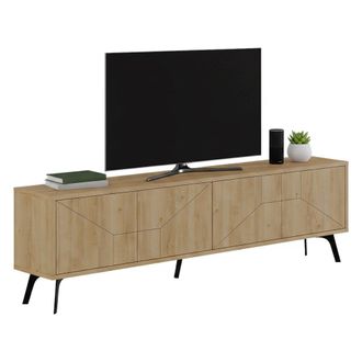 Dmora Mueble Tv Olgadikiev, Un Estante, Apertura Abatible, 4 Puertas, 180x30x50h Cm Roble Marr&oacute;n