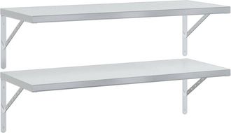 vidaXL Vidaxl - Estantes De Pared 2 Uds Acero Inoxidable Plateado 100x40 Cm