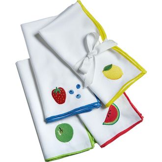 Tag Fresh Pick Embroidered Napkin S/4 Multi Cotton Summer in White at Nordstrom