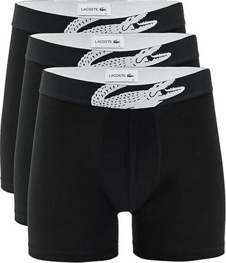 Lacoste 3-pack Crocodile Logo Boxer Briefs Mens Underwear Black : XXL (EUR 8), Cotton/Elastane