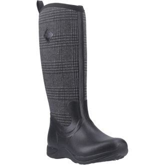The Original Muck Boot Company Arctic Adventure Rubber Womens Black/Plaid Winter Knee High Boots - UK 4