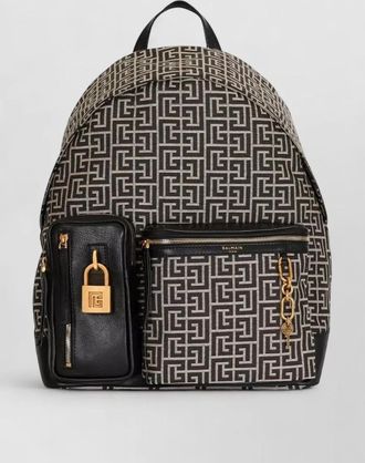 Balmain pulse backpack monogram jacquard calfskin lock