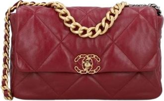 Chanel Pre-owned 19 Large BAG - Dames - Vintage Schoudertas - Rood - ONE Size - Leer - Vintage