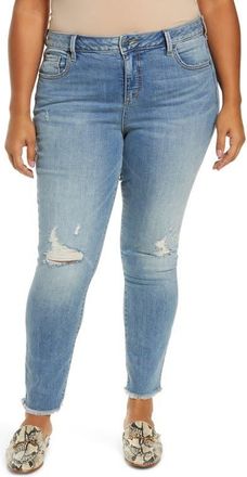Slink Jeans High Waist Fray Hem Ankle Jeans in Claire at Nordstrom, Size 24W