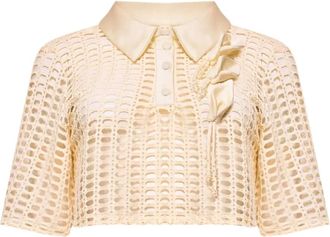 PatBo Selene mesh crop top - Toni neutri