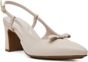 Anne Klein Blinda Pointed Toe Slingback Pump in Bone Nappa at Nordstrom Rack, Size 9.5