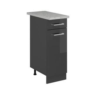Vicco Mueble Bajo De Cocina R-line, Antracita Alto Brillo, 30 Cm Et M&aacute;rmol