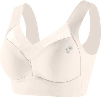 Generic Sports Bras Women High Support Sports Bras Women Wireless Seamless Senior Bra Mesh Full Coverage Bralette Plus Size Wide Strap Breathable Plus Size Br