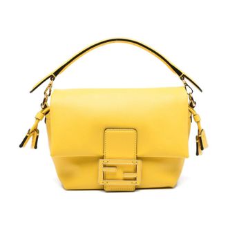 Fendi Mamma Baguette Small Leather Handbag - female - Fendi - Handbags - Yellow - ONE SIZE - Bags