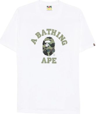 A Bathing Ape Logo Print T-shirt met ronde hals - Heren - T-shirts - Wit - 2XL - Tops