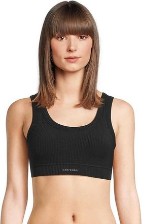 Icebreaker Merino Blend Rib Lotus Bra Womens Bra Black : SM, Elastane/Lyocell/Wool