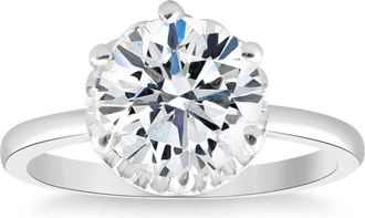 Pompeii3 3Ct Round Cut Certified Lab Grown Diamond Engagement Ring White or Yellow Gold