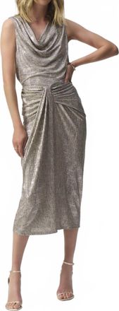 Joseph Ribkoff Elegant Ruched Bodycon Skirt In Beige/gold