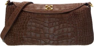 Off-white Jitney Croc-Embossed Suede Shoulder Bag