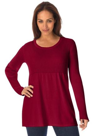 Jessica London Ribbed Baby Doll Tunic Sweater in Rich Burgundy at Nordstrom, Size Medium