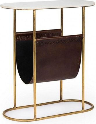 BIZZOTTO Tavolino con porta riviste in vera pelle - lawson