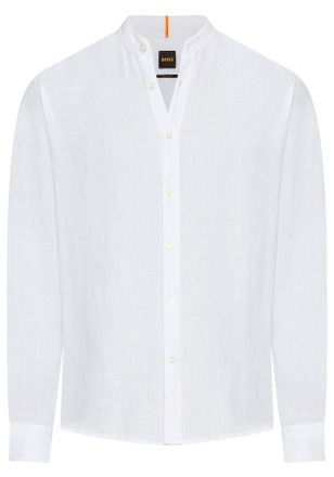 Boss Orange by Hugo Boss Langarmhemd BOSS ORANGE Race, Herren, Gr. 3XL, N-Gr, weiss (wei&szlig;100), Web, Obermaterial: 100% Leinen, unifarben, regular fit h&uuml;ftbedeckend, Rundhals, 