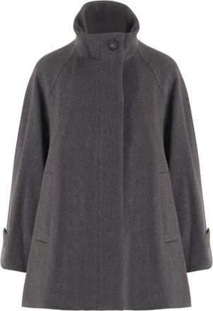 Tagliatore Dark Grey Wool Cape with High Collar