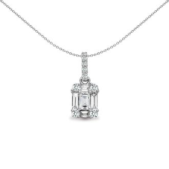 Jewelco London 18ct White Gold 0.43ct Diamond Illusion Solitaire Pendant - 18P156