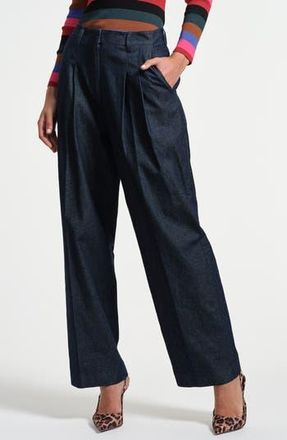 Isaac Mizrahi New York Pleated Wide Leg Jeans in Indigo at Nordstrom Rack, Size 14