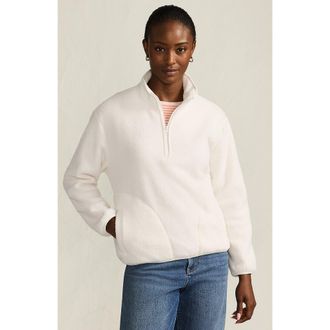Lands End Half Zip Cozy High Pile Fleece Pullover in Ivory at Nordstrom, Size X-Large P