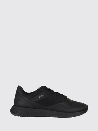 HUGO BOSS Titanium Polyester Trainers with Printed Logo and Mesh Lining