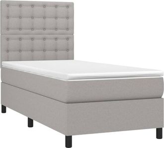 vidaXL Vidaxl - Cama Box Spring Con Colch&oacute;n Tela Gris Claro 90x200 Cm
