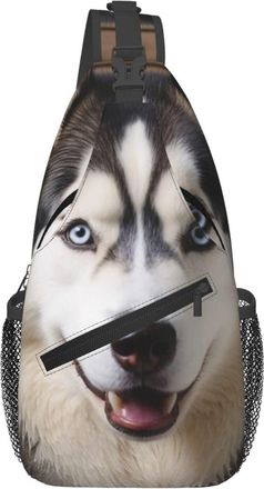 Generic Handsome Husky Dog Chest Bag With Zipper Cross Body Bag Breathable Backpack For Shopping Women Workout
