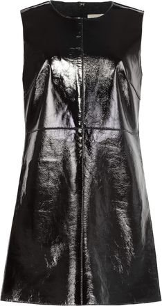 P.A.R.O.S.H. Womens Marilyn Leather Dress - Black Sheepskin - Size Medium