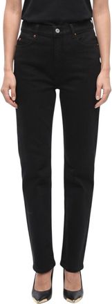Re/Done Black Straight Mid Rise Jeans