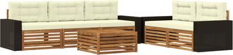 vidaXL Conjunto De Sof&aacute;s De Exterior 6 Uds. Natural Y Crema Vidaxl
