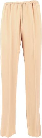 Forte_Forte Wide Trousers, female, Beige, Size: M Elastic Waist Trousers in Envers Satin