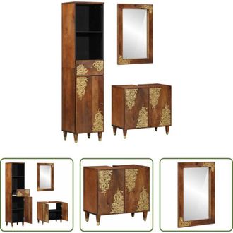 vidaXL vidaXL Armadi da bagno con cassetto - Set di Armadi da Bagno con cassetto 3 pcs Marrone miele