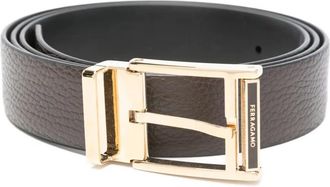 Ferragamo Cintura con logo inciso - Marrone