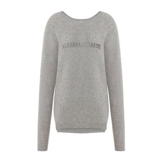 Alberta Ferretti Alberta Ferretti, Cashmere Knitwear, female, Gray, Size: XS Logo Cashmere Sweater