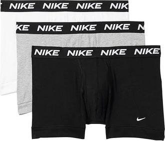 Nike All Day Cotton Stretch with Fly Trunk 3-Pack Mens Underwear White/Heather Grey/Black : 2XL, Cotton/Elastane/Jersey