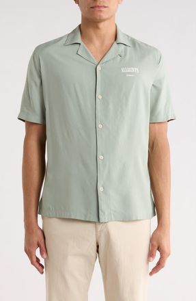 AllSaints Burman Camp Shirt in Mineral Green at Nordstrom Rack, Size Xx-Large