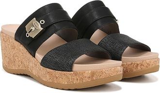 Dr. Scholls Cali Vibe Wedge Sandal Womens Sandals Black : 7.5 M, Synthetic