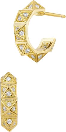 Savvy Cie Jewels GOLD PLATED STUDDED WHITE CZ HUGGIE EARRINGS
