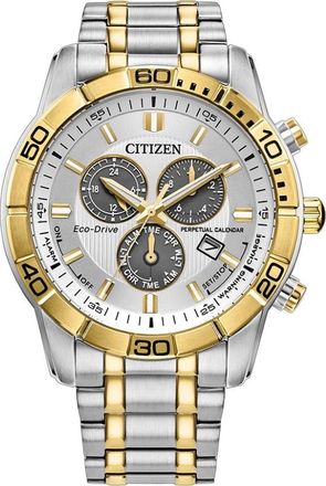 Citizen Classic Perpetual Alarm Chronograph Grey Dial Mens Watch BL5634-51A