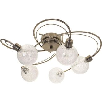 Fabrilamp Plaf&oacute;n Vita 5xg9 Al.23xd.53cm Cuero Con Bolas De Cristal Transparentes