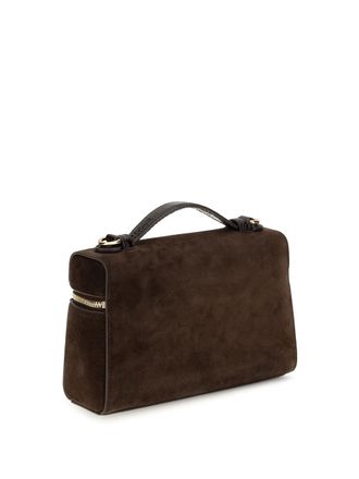 Tory Burch Womens Top Handle Bag Romy Suede Dark Cocoa Shoulder